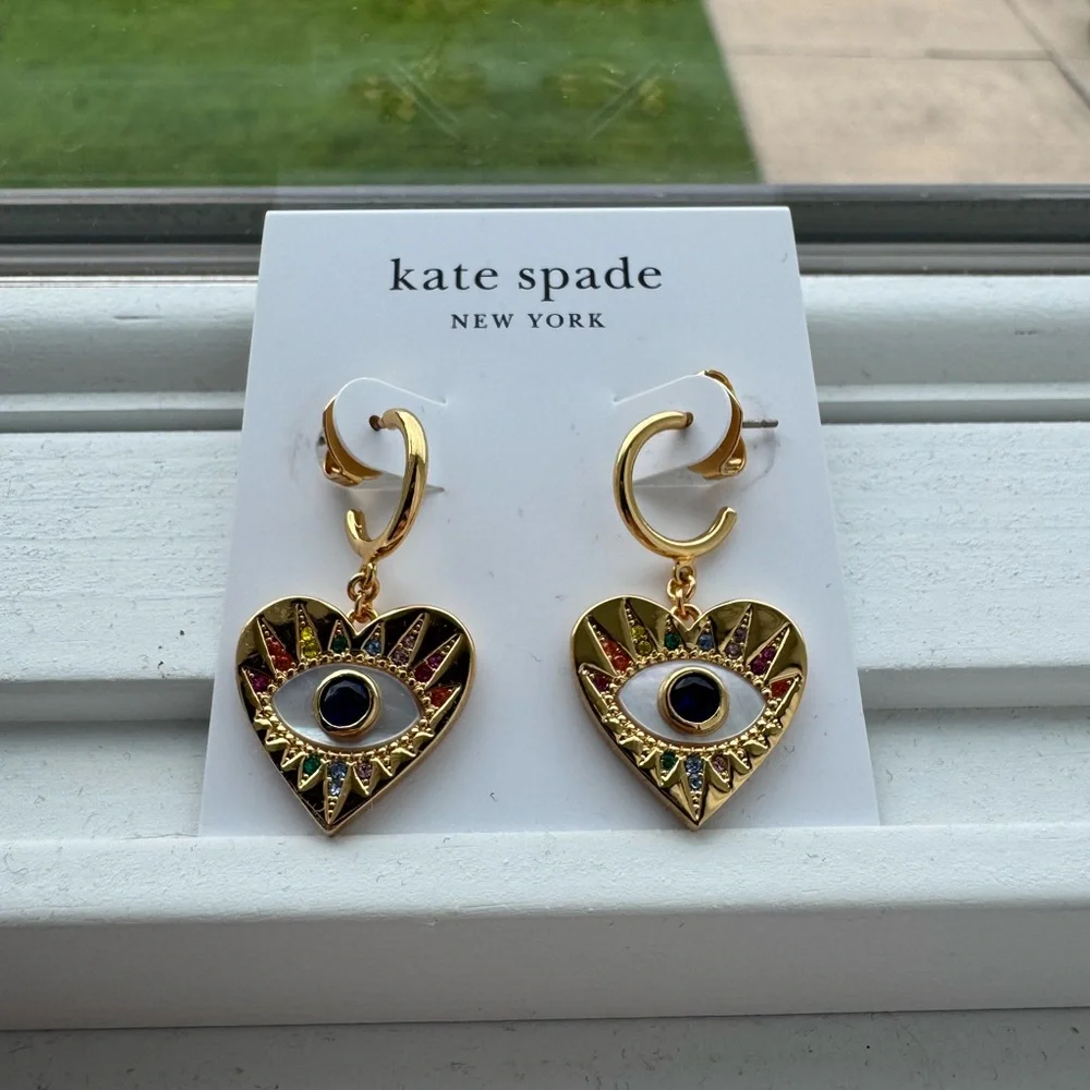 NEW Kate Spade Gold Heart Earrings - Picture 3 of 3